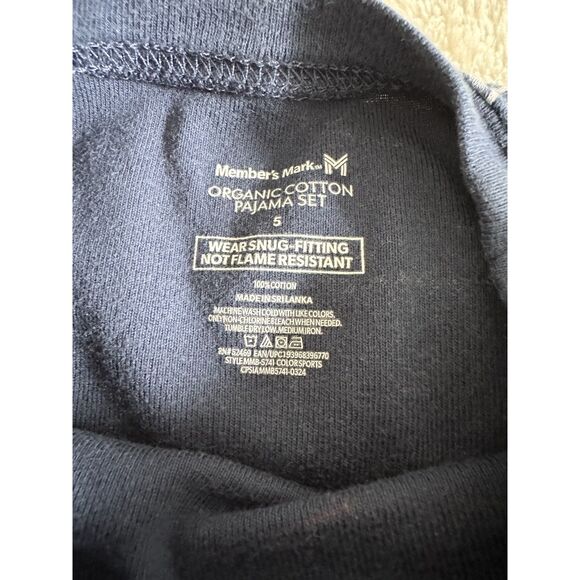 Members Mark Kids Pajama Set Size 5 Blue Organic Cotton Dog Football - Picture 3 of 13